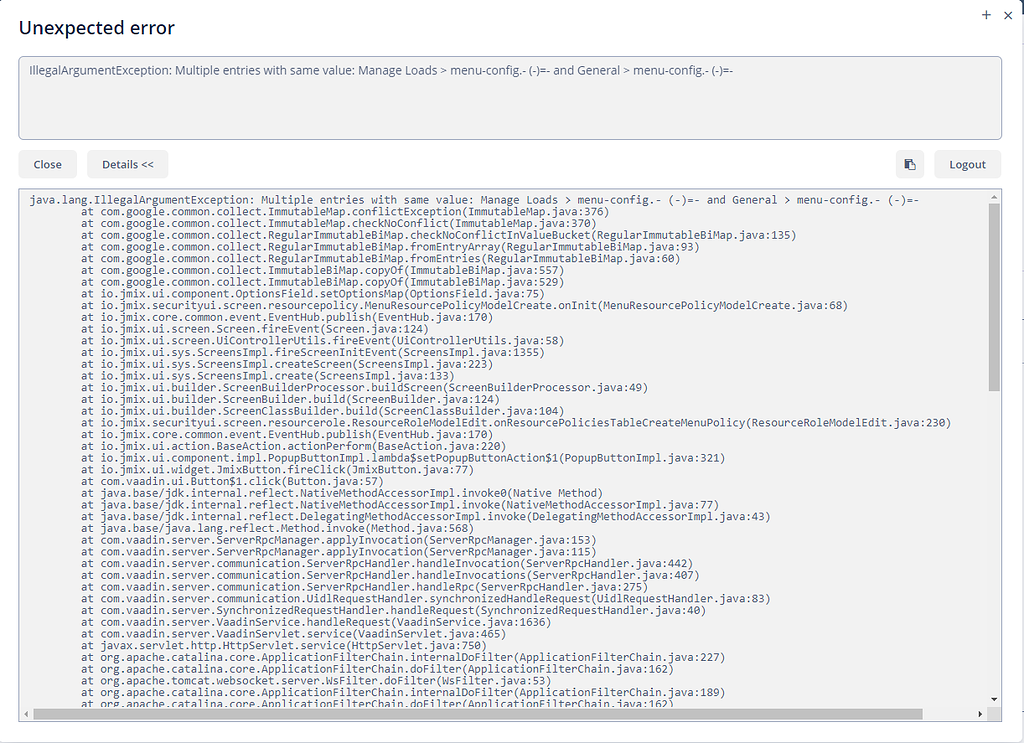 Unexpected error when menu includes a separator and Menu Policy is ...