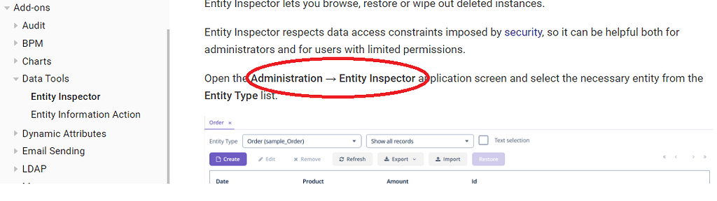 Entity Inspector - how to open the Administration → Entity Inspector ...
