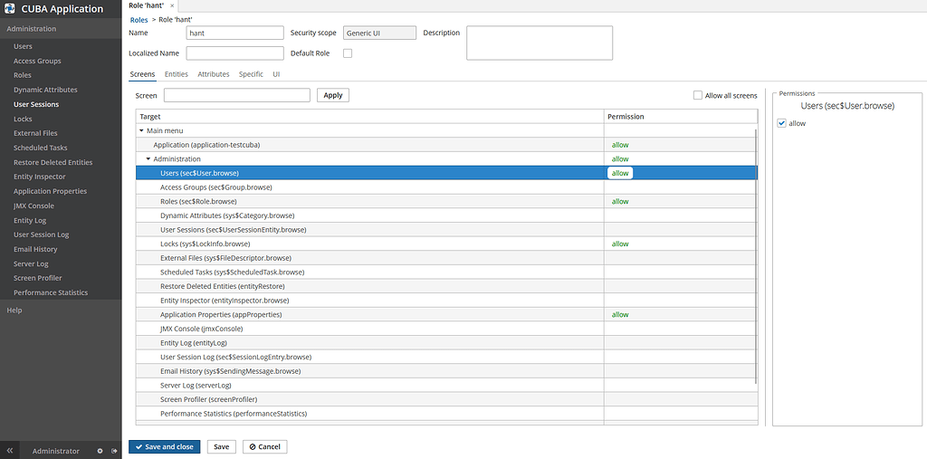 Screen "RoleEditor" like Cuba Platform version - Support - Jmix