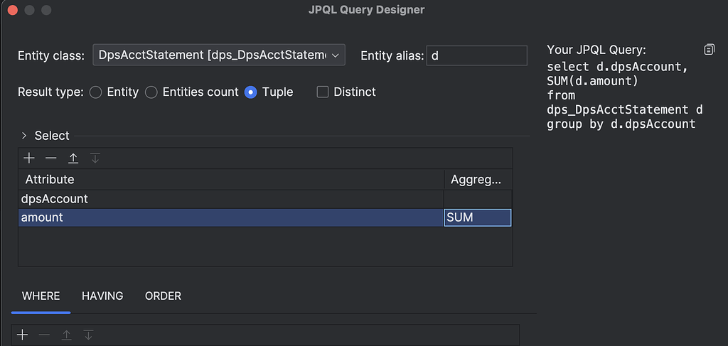 JPQL Designer - Tuple - Support - Jmix