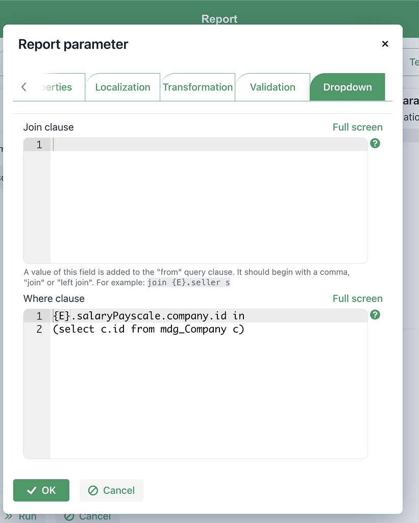 Dropdown option in reports parameter - Support - Jmix