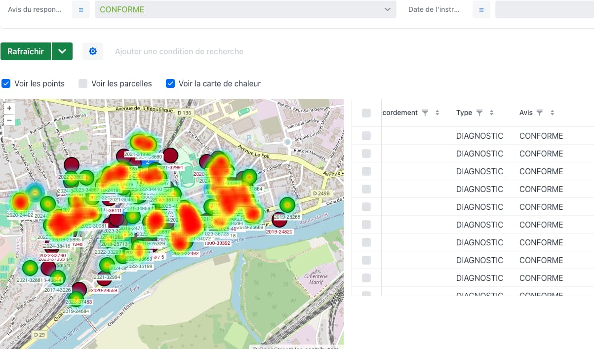 Change Filter from NOT CONFORM to CONFORM OK with heatmaps NOK with points