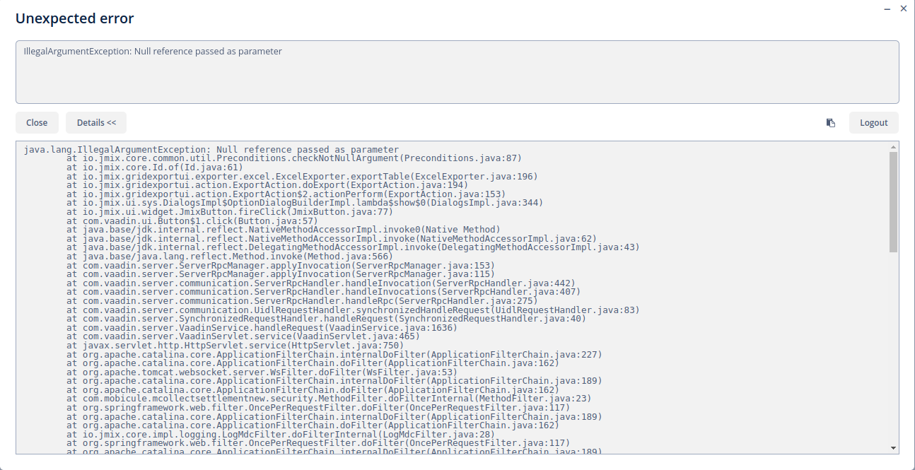 Report table cannot export selected Rows - Support - Jmix