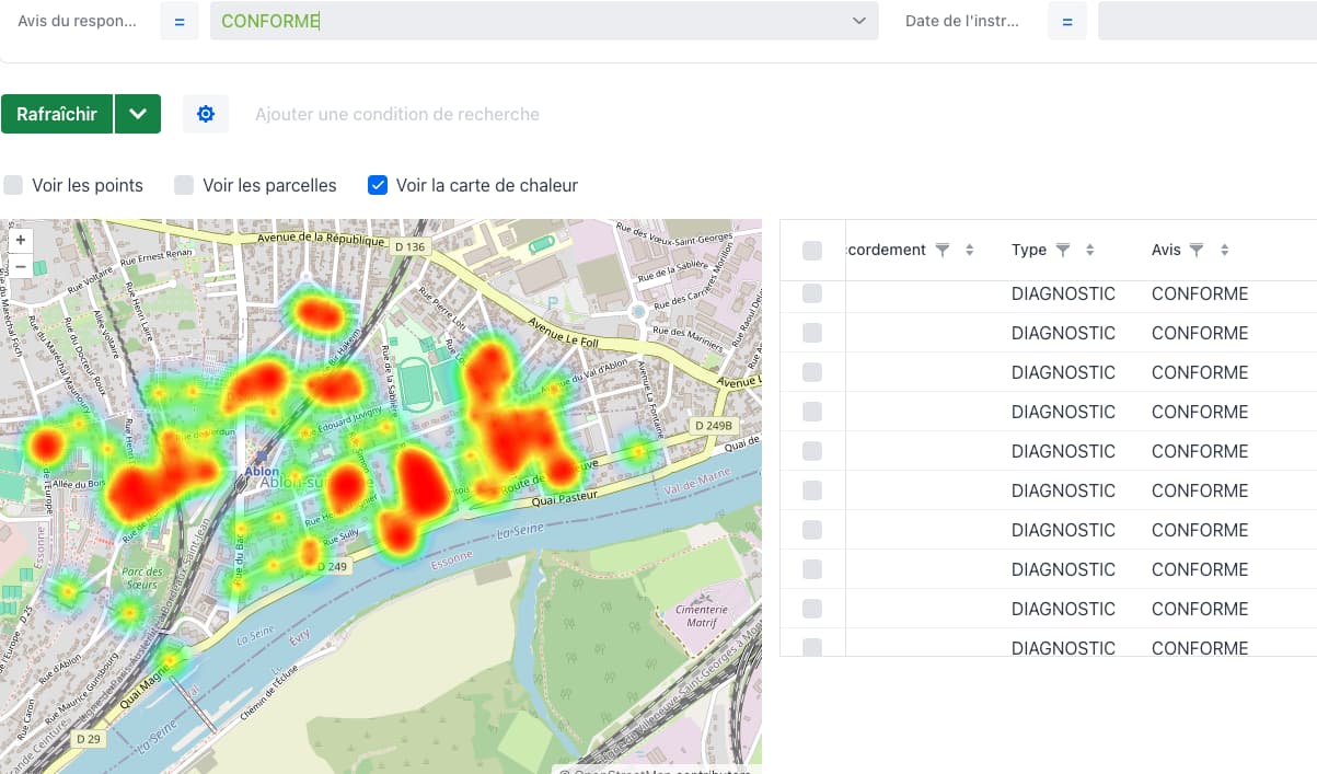 Change Filter from NOT CONFORM to CONFORM OK with heatmaps