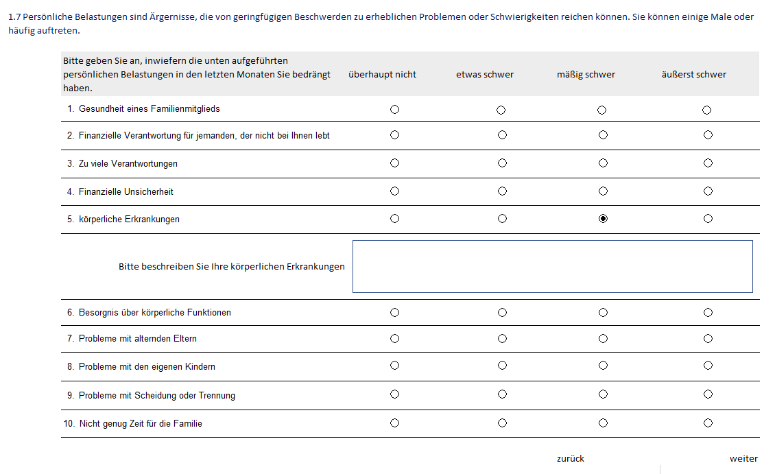 Question Item Group mit Detailzeile Sample